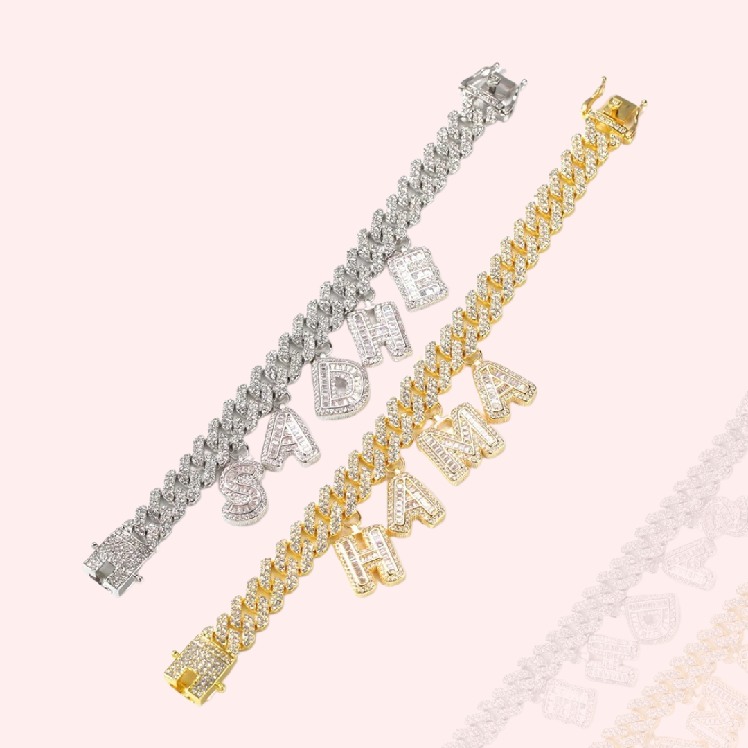 Baguette Charms Cuban Bracelet
