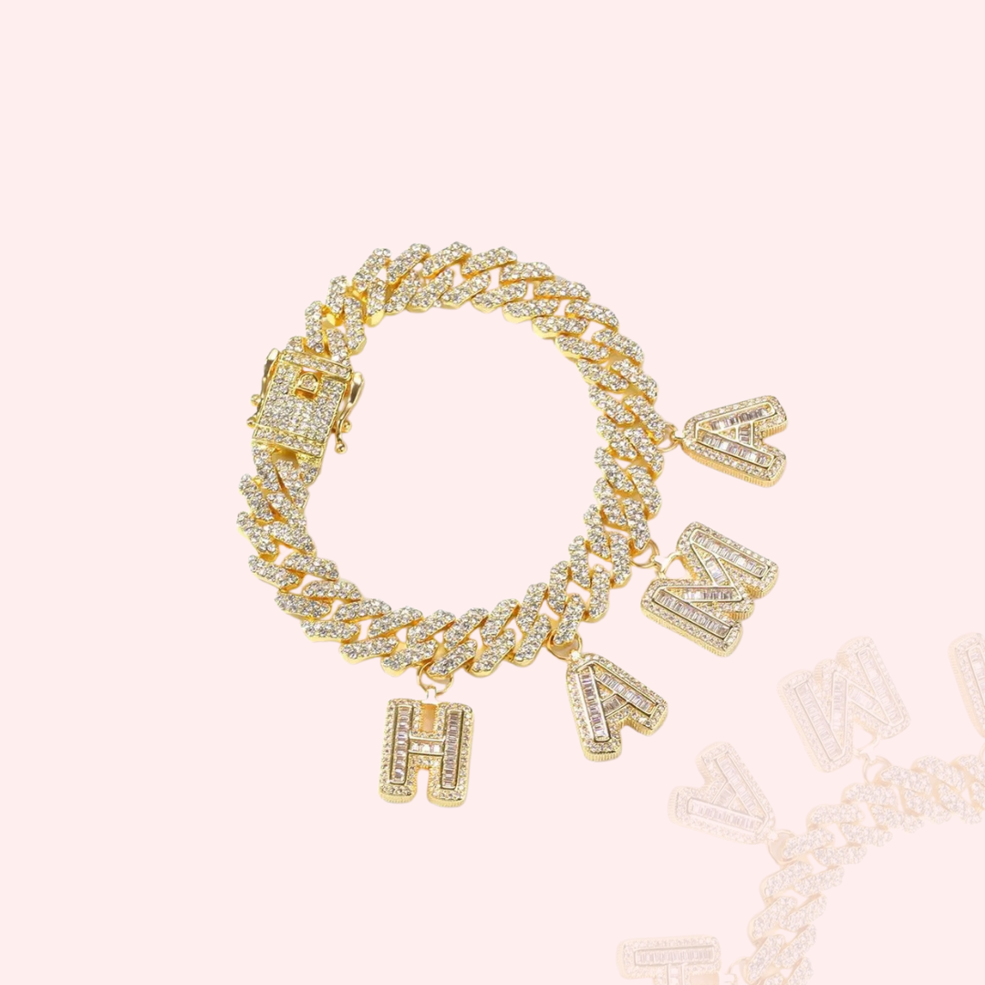 Baguette Charms Cuban Bracelet