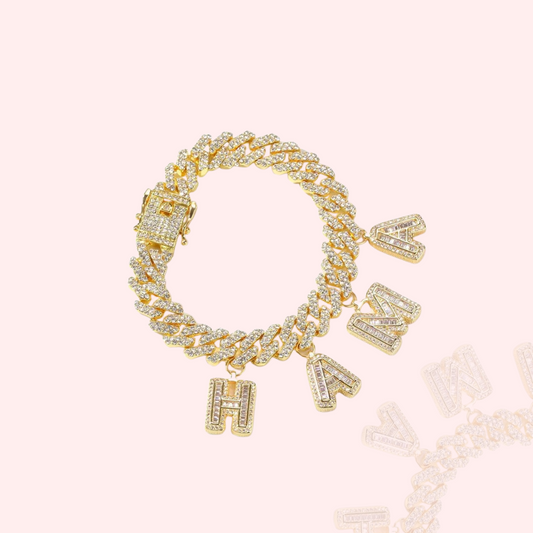 Baguette Charms Cuban Bracelet